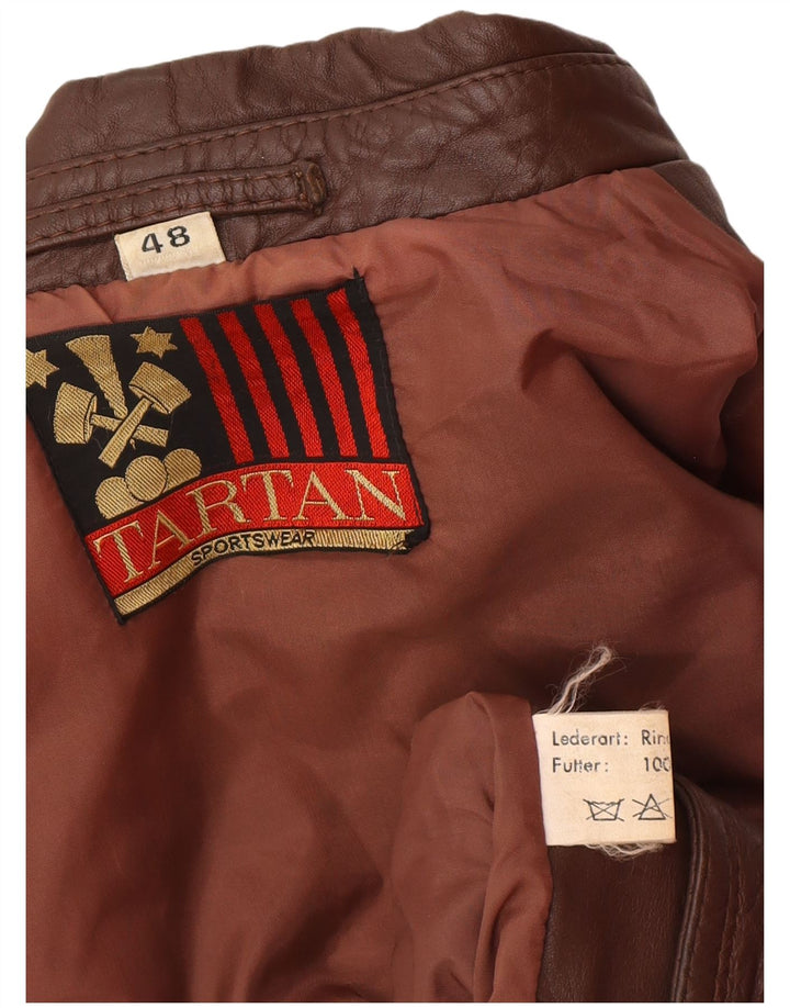 Chaqueta de cuero militar para hombre Tartan IT 48 Cuero marrón medio