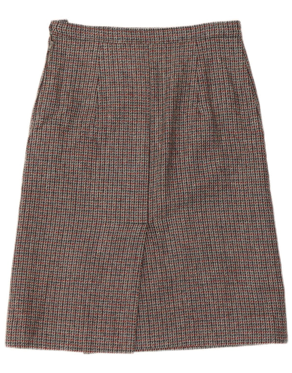 Vintage mujer A-Line falda W30 pata de gallo gris medio