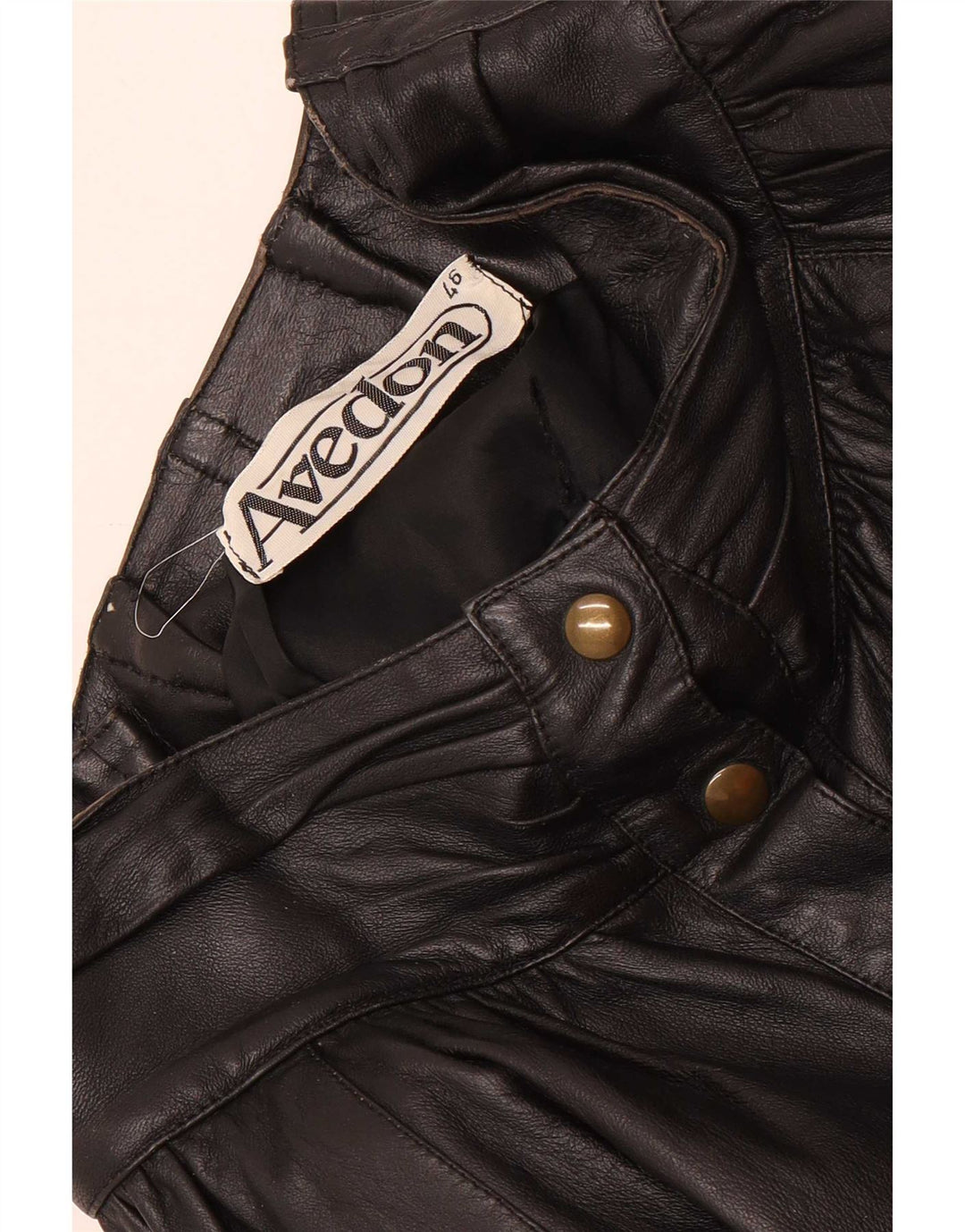 Avedon Falda acampanada de cuero de cintura alta para mujer W24 Small Black