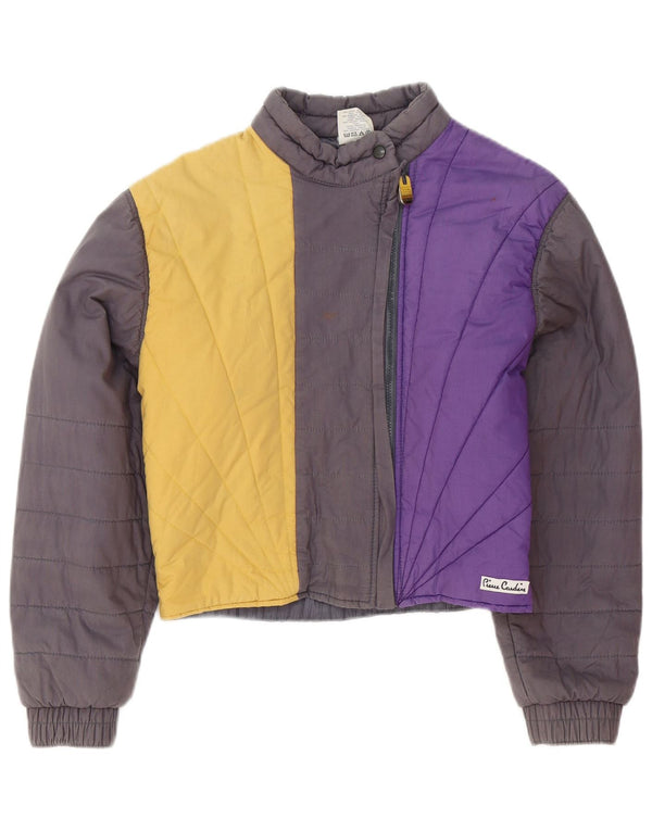 Pierre Cardin Chaqueta Acolchada Corta para Mujer UK 44 Grande Gris Colorblock Algodón