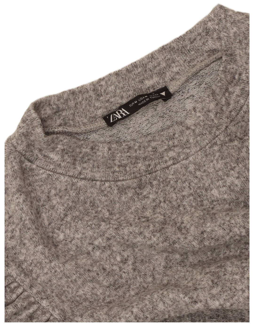 ZARA Mujer Blusa de manga larga Top UK 42 Gris medio moteado