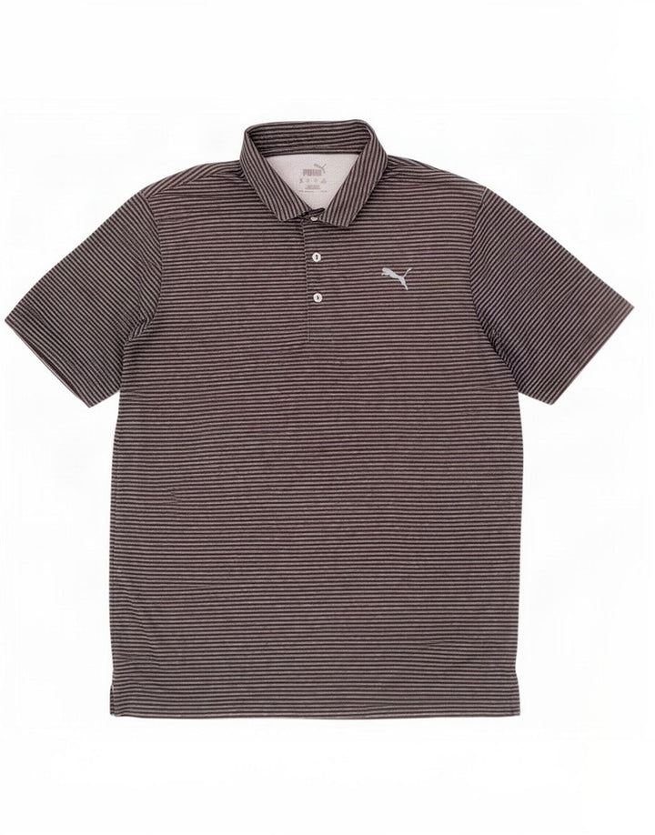 Polo Puma Hombre Grande Gris Rayas Poliéster