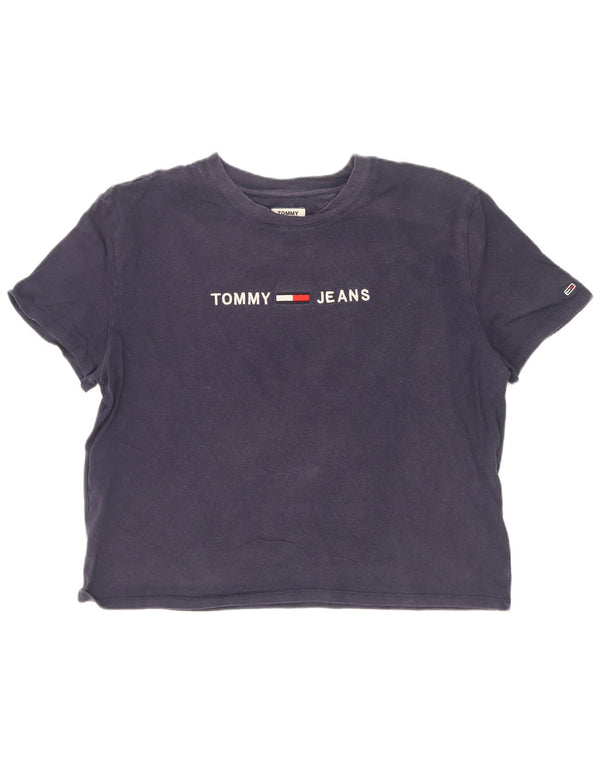 Tommy Hilfiger Camiseta corta con gráfico para mujer UK 40 XL Algodón azul marino