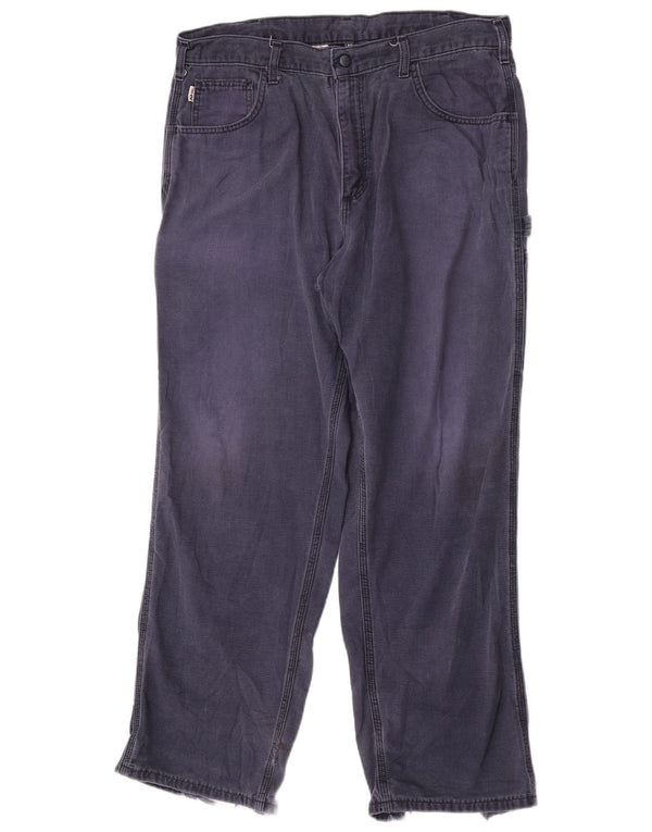 Carhartt Hombre Pantalones Cargo Rectos W36 L32 Algodón Azul