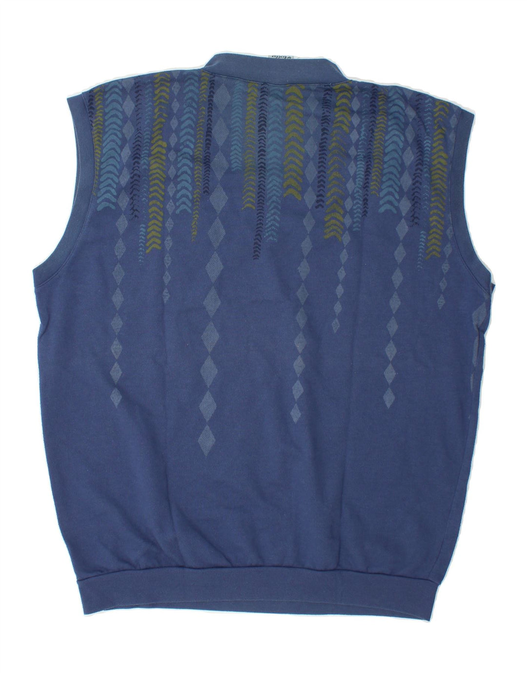 LOTTO Mens Vest Tank Top 2XL Navy Blue Argyle/Diamond Polyester Vintage Lotto and Second-Hand Lotto from Messina Hembry 