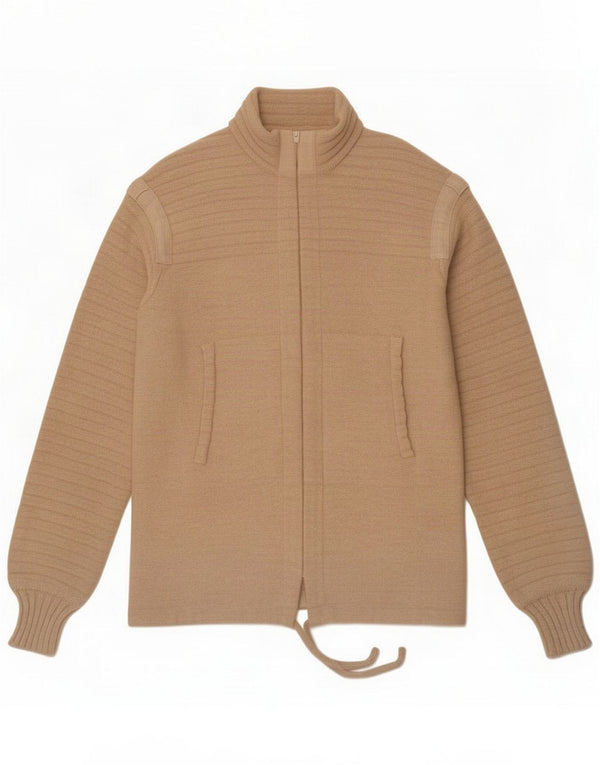 Suéter tipo cárdigan vintage para hombre UK 12 Medium Beige