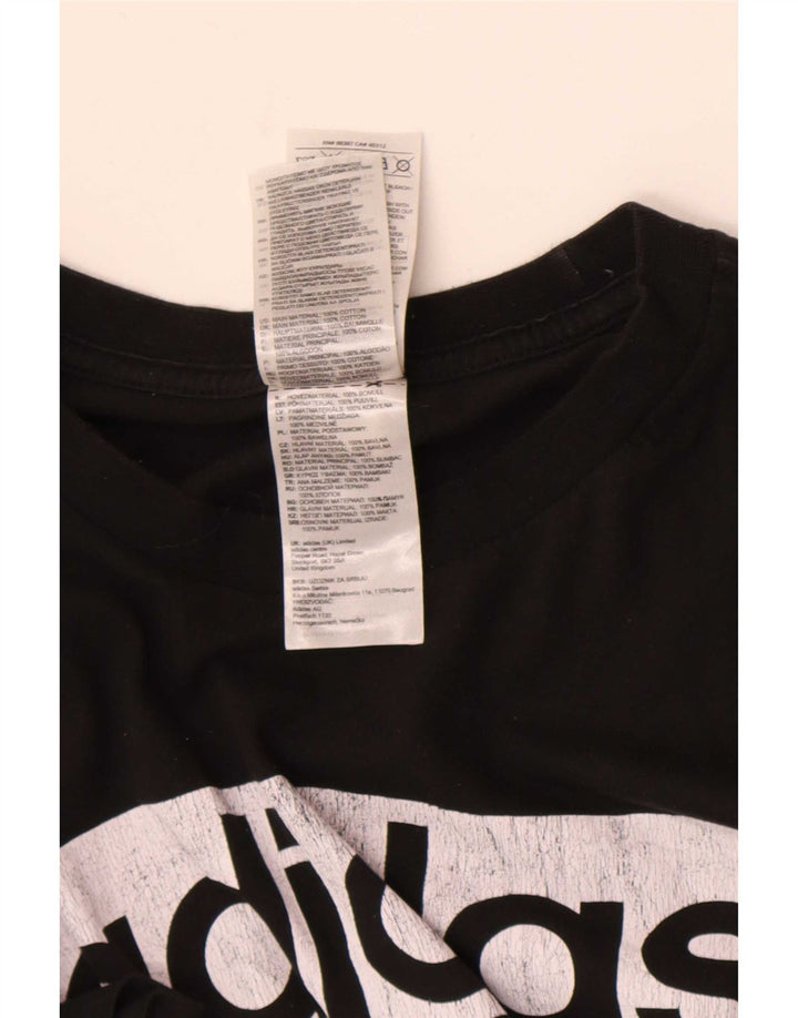 Adidas Camiseta gráfica de tres rayas para hombre Top mediano de algodón negro