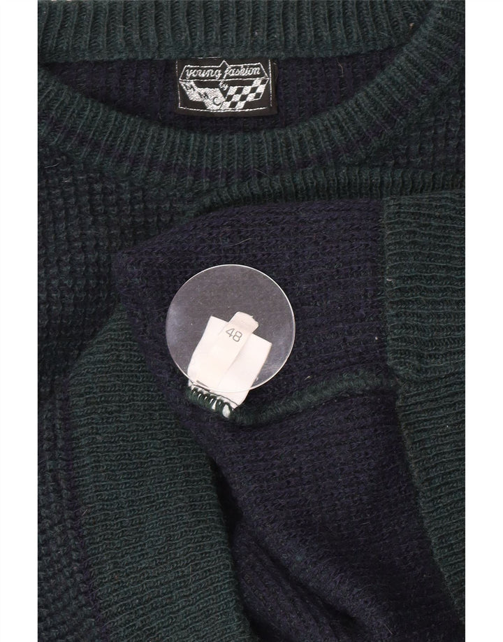 Vintage hombres cuello redondo jersey suéter IT 48 pequeño verde