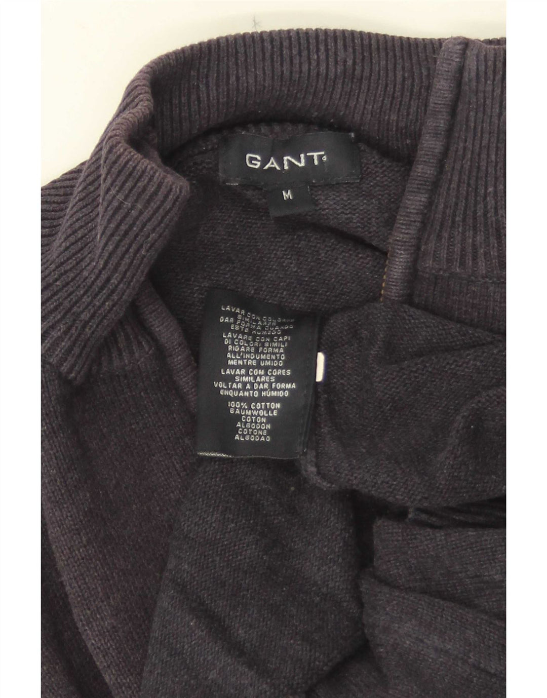 Gant Jersey De Cuello Con Cremallera Para Hombre De Algodón Moteado En Azul Marino Medio