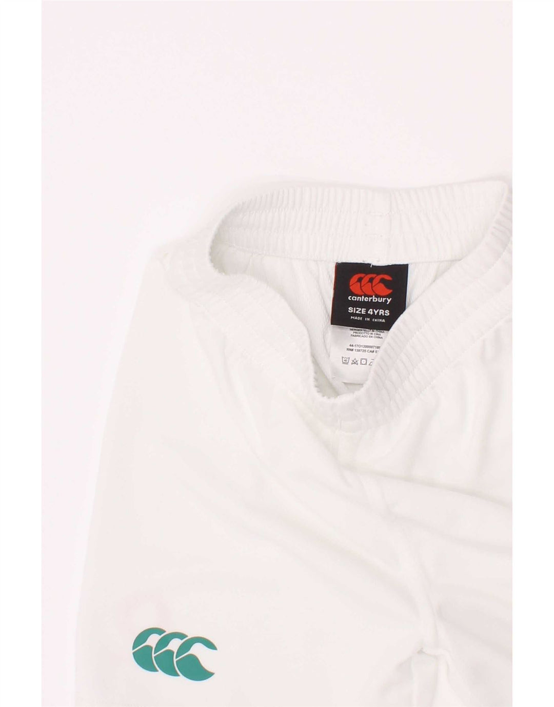 Canterbury Pantalones cortos deportivos con gráfico IRFU para niños 3-4 años Poliéster blanco
