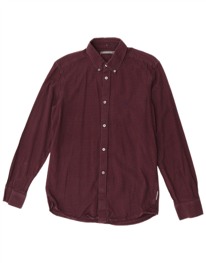 Camisa de hombre French Connection de algodón a cuadros en color burdeos medio