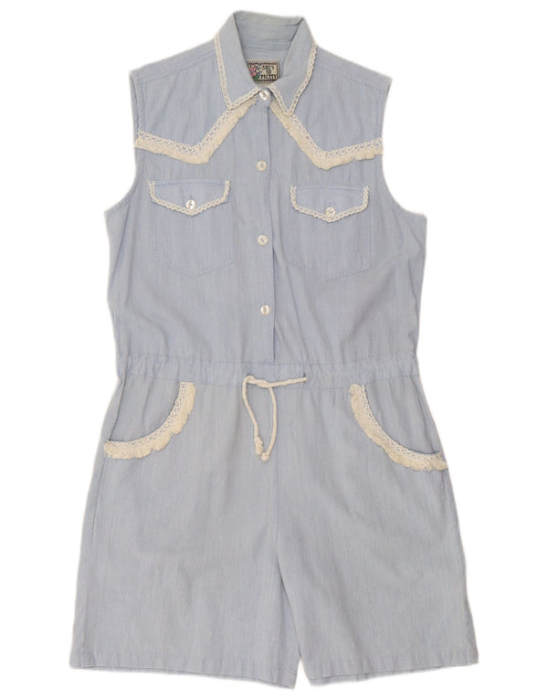 Vintage mujer sin mangas playsuit Reino Unido 16 azul grande