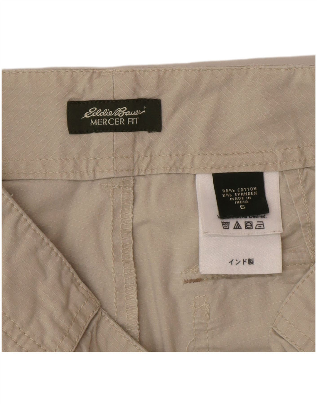 Eddie Bauer Pantalones cortos cargo Mercer Fit para mujer US 6 Medium W30 Algodón beige