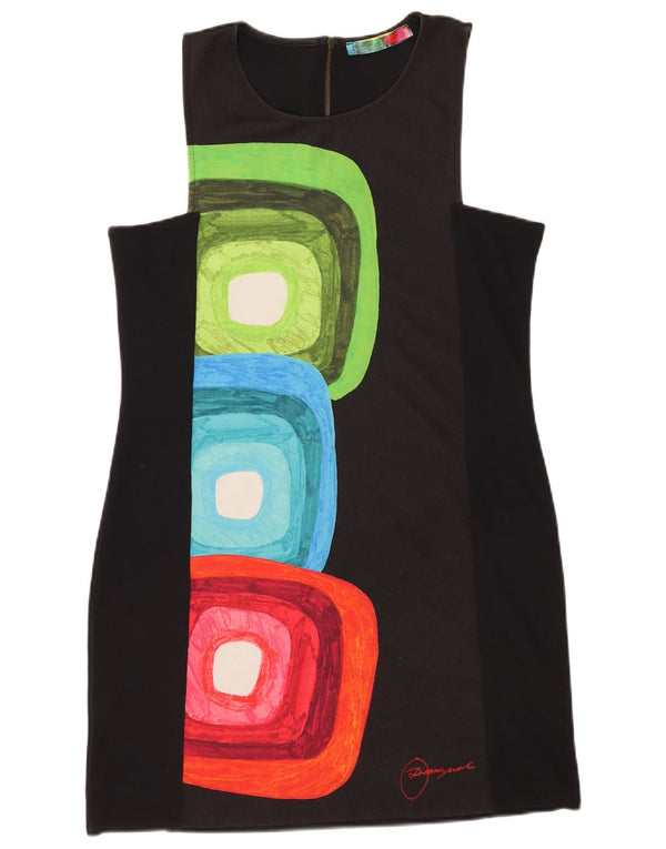 Desigual Vestido tubo sin mangas gráfico para mujer UK 20 2XL Negro Geométrico
