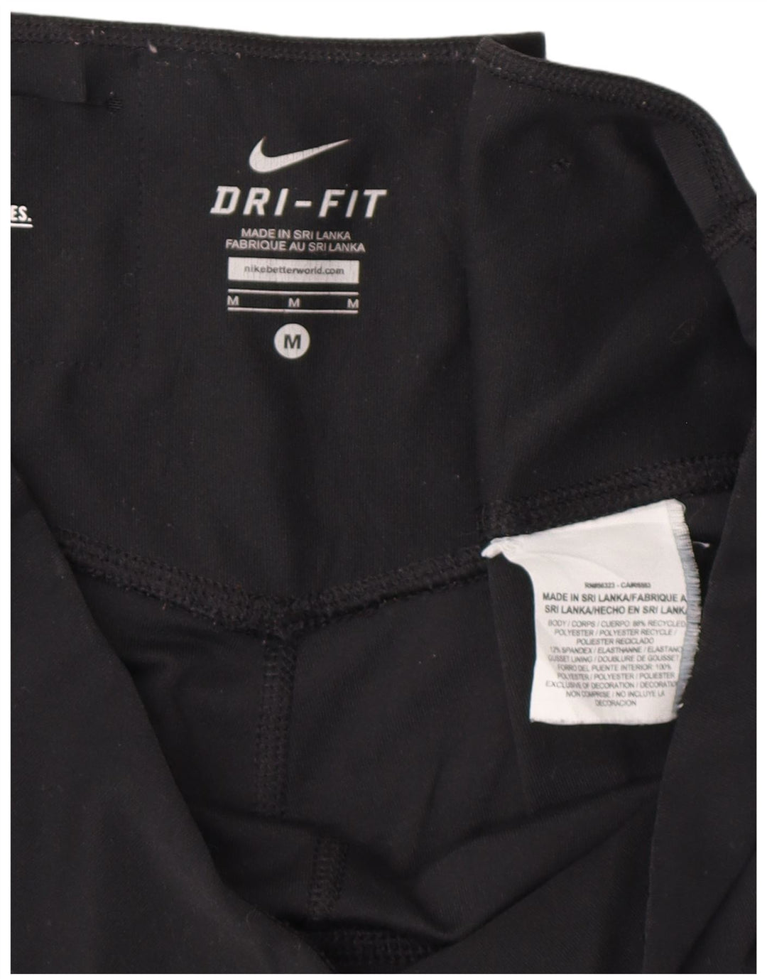 NIKE Leggings Capri Dri Fit para Mujer UK 14 Mediano Negro Poliéster