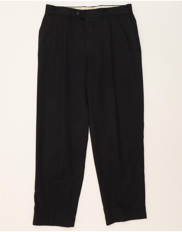 Marks & Spencer Pantalón de traje con pinzas para hombre W34 L30 Lana gris
