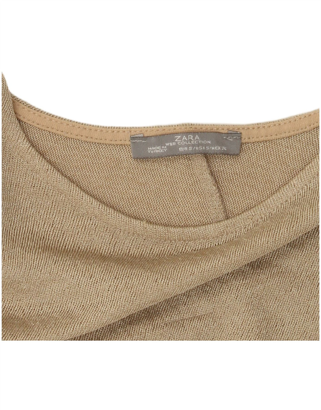 Zara Mujer Top Extragrande Manga 3/4 UK 40 Small Beige Colorblock