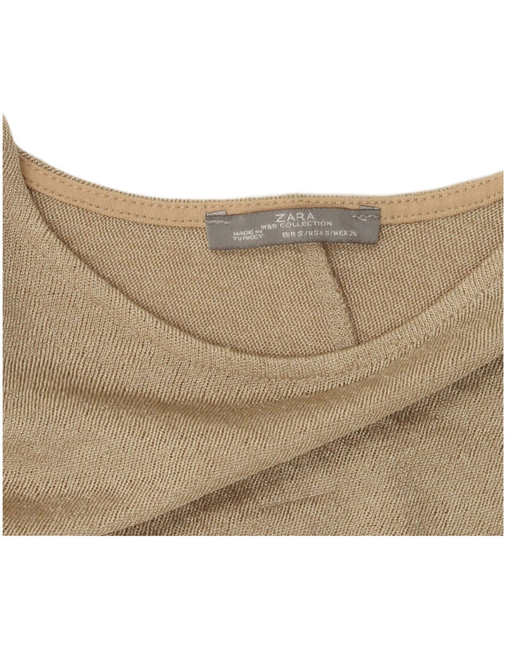 Zara Mujer Top Extragrande Manga 3/4 UK 40 Small Beige Colorblock