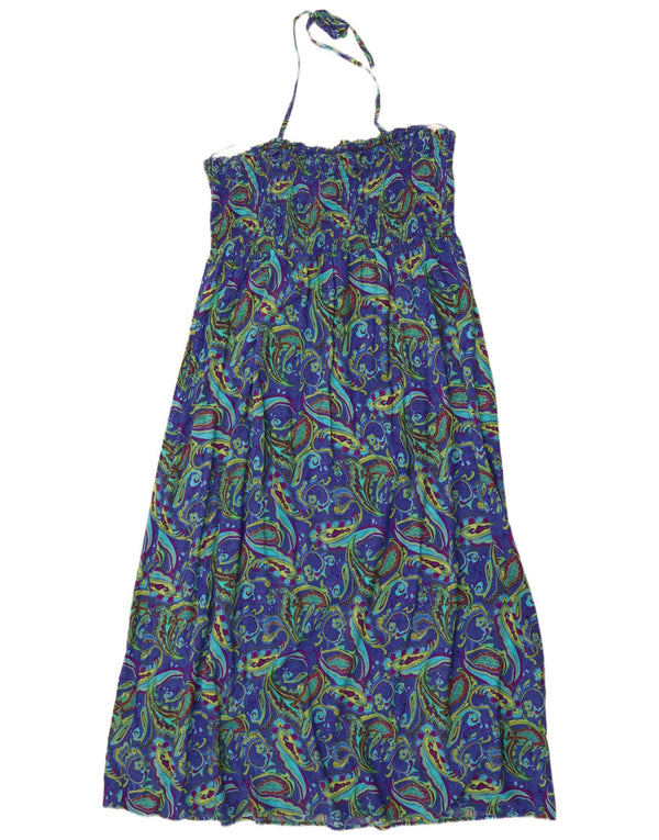 Marks & Spencer Vestido Halter para Mujer UK 22 3XL Azul Paisley Viscosa