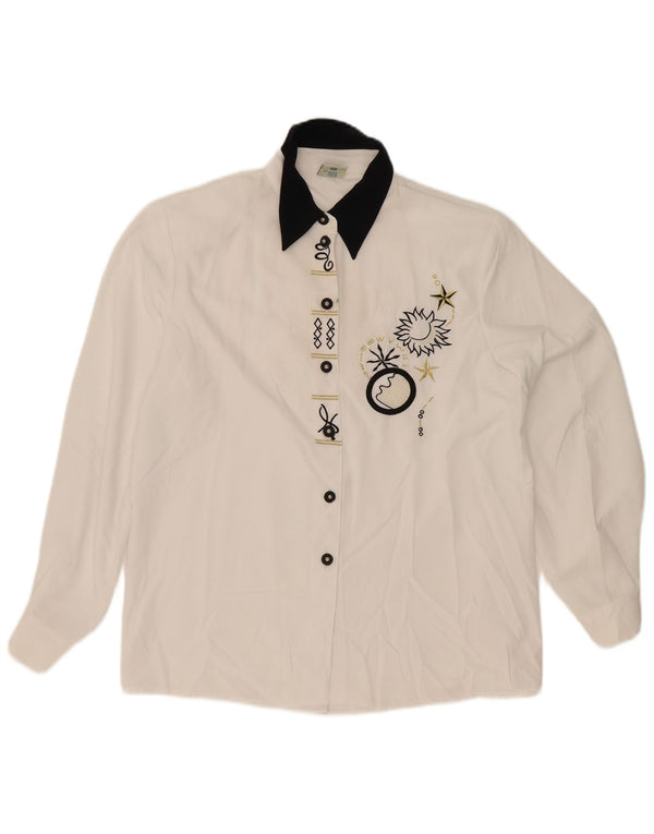 Yessica Camisa Gráfica Mujer EU 40 Medio Blanco Poliéster Geométrico