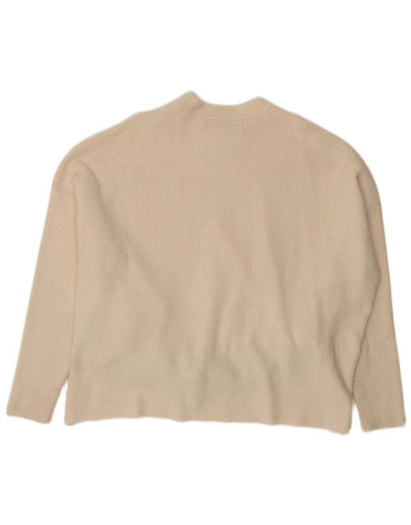 Zara Mujer Oversize Cuello Redondo Jersey Jersey UK 10 Small White Viscosa