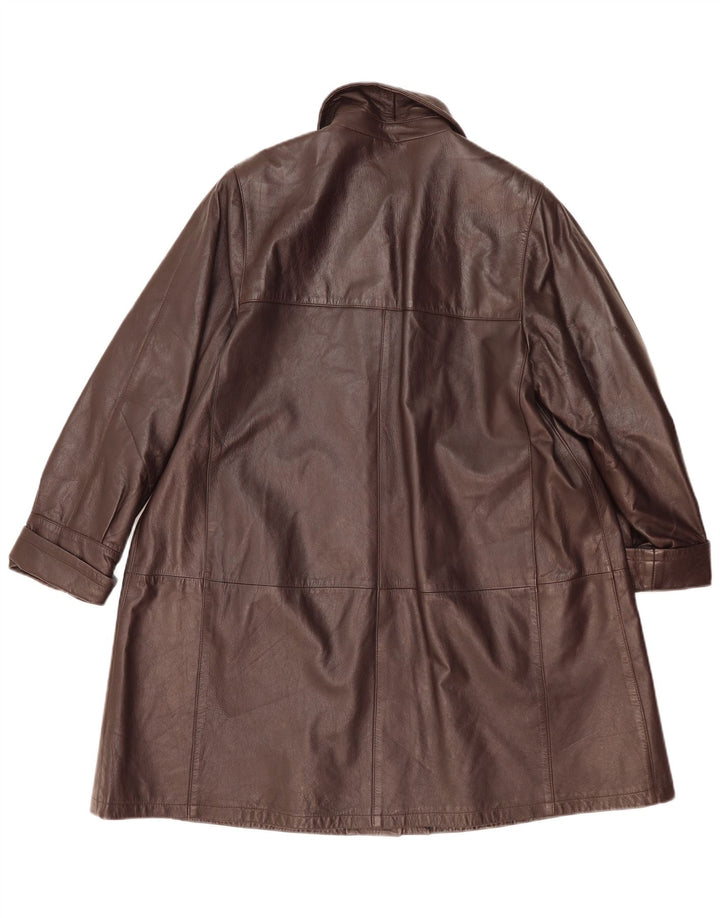 Abrigo de cuero vintage para mujer IT 44 Cuero marrón medio
