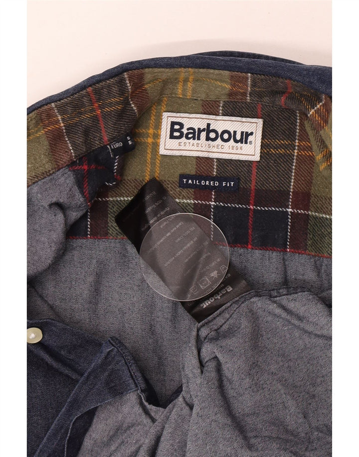 Barbour Hombre Camisa Vaquera Entallada Pequeña Algodón Azul Marino