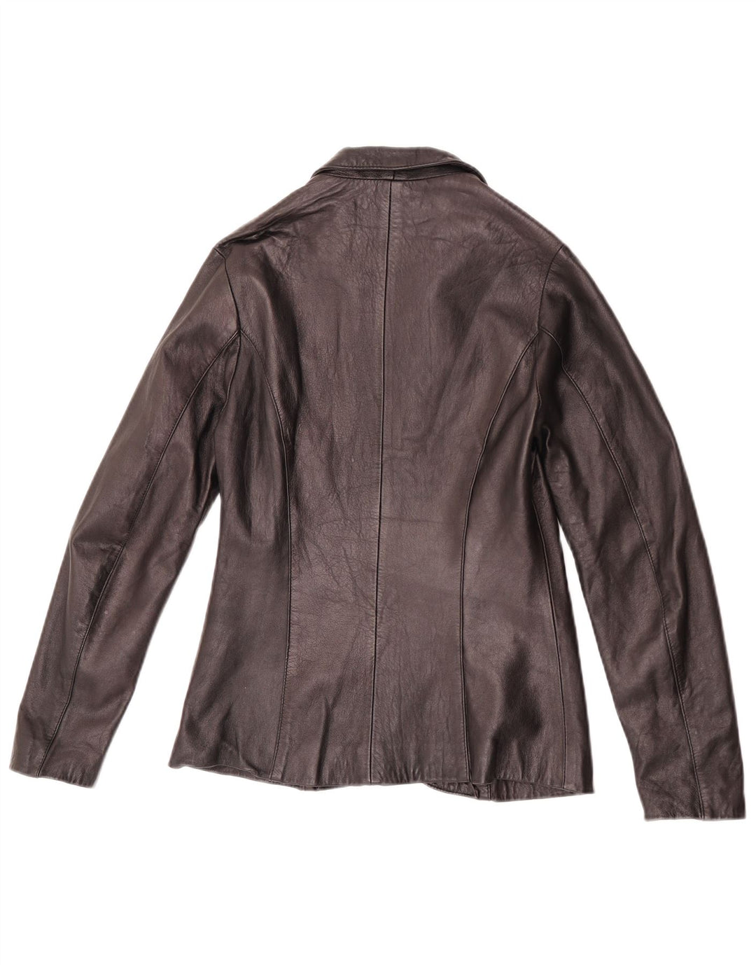 Vintage mujer 1 botón cuero Blazer chaqueta IT 42 medio negro