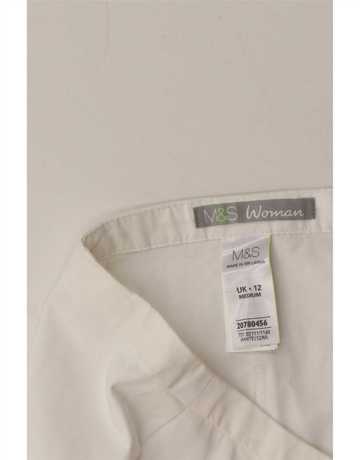Marks & Spencer Pantalones Capri para Mujer UK 12 Medium W30 L21 Algodón Blanco