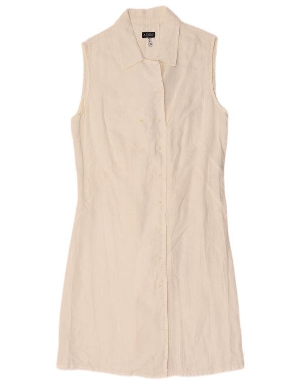 Armani Jeans Vestido camisero sin mangas para mujer UK 46 Large White Linen