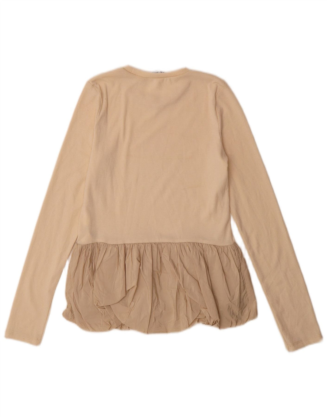 Zara Mujer Top Manga Larga UK 42 Poliéster Beige Medio