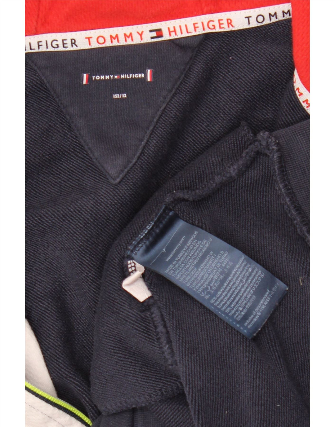 TOMMY HILFIGER Sudadera con capucha y cremallera para niño 11-12 años Azul marino Colorblock