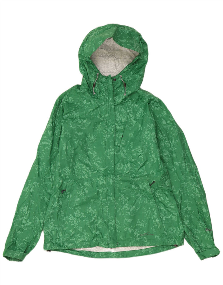 EDDIE BAUER Chaqueta impermeable con capucha para mujer UK 14 Nylon floral verde medio