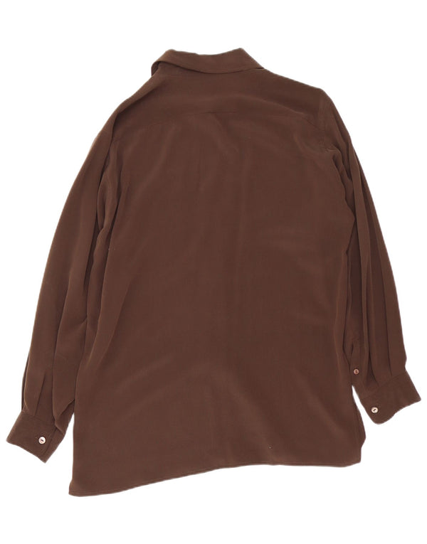 Max Mara Camisa de fin de semana para mujer UK 46 Large Seda marrón