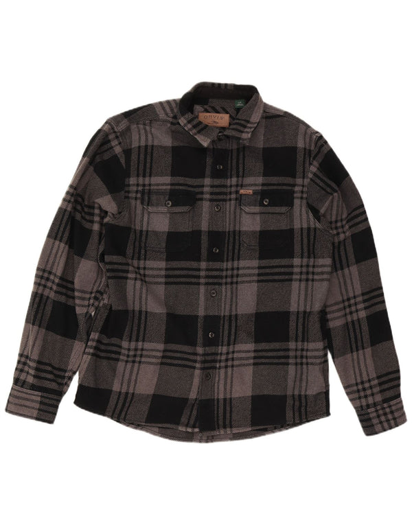Camisa De Franela Orvis Hombre Algodón A Cuadros Negro Grande
