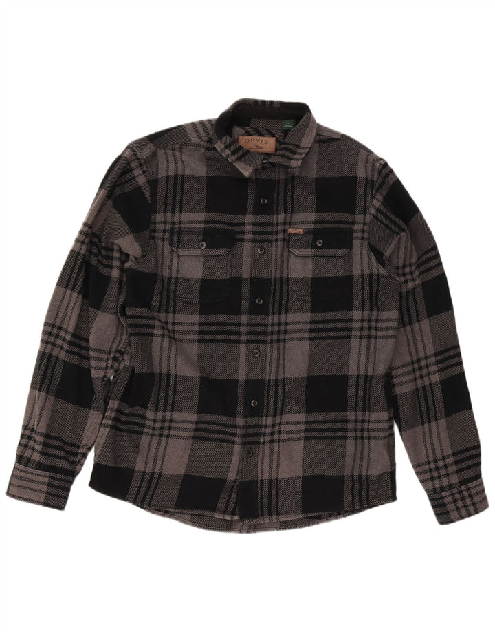 Camisa De Franela Orvis Hombre Algodón A Cuadros Negro Grande