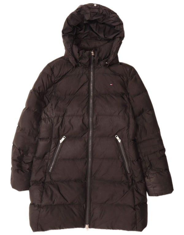 Tommy Hilfiger Abrigo acolchado con capucha para mujer UK 18 XL Poliéster negro