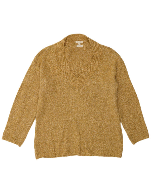Massimo Dutti Jersey con Cuello en V para Mujer UK 10 Small Amarillo Moteado