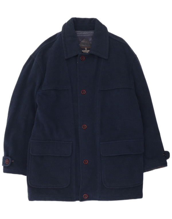 Trussardi Jeans Abrigo Hombre UK 40 Large Lana Azul Marino
