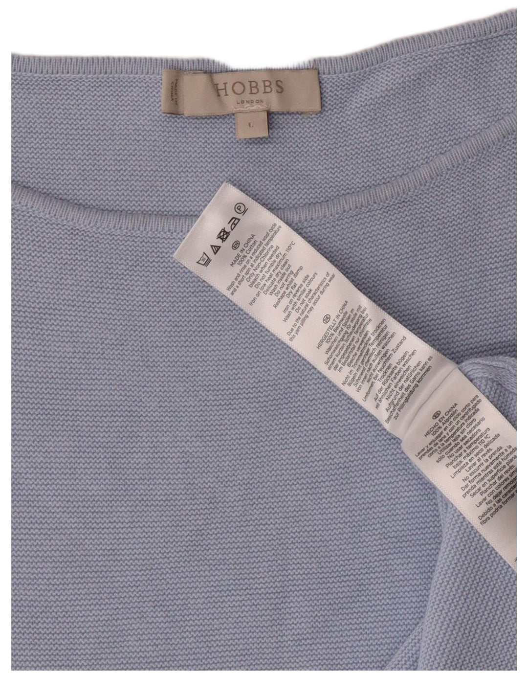 Hobbs Suéter con Cuello Barco para Mujer UK 46 Grande Azul Algodón Clásico