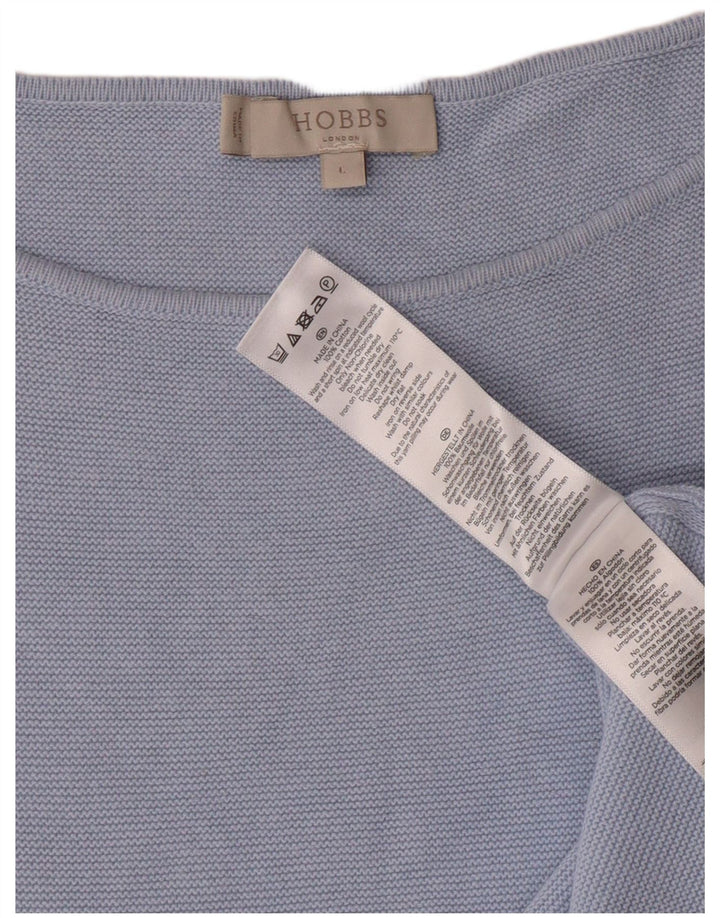 Hobbs Suéter con Cuello Barco para Mujer UK 46 Grande Azul Algodón Clásico