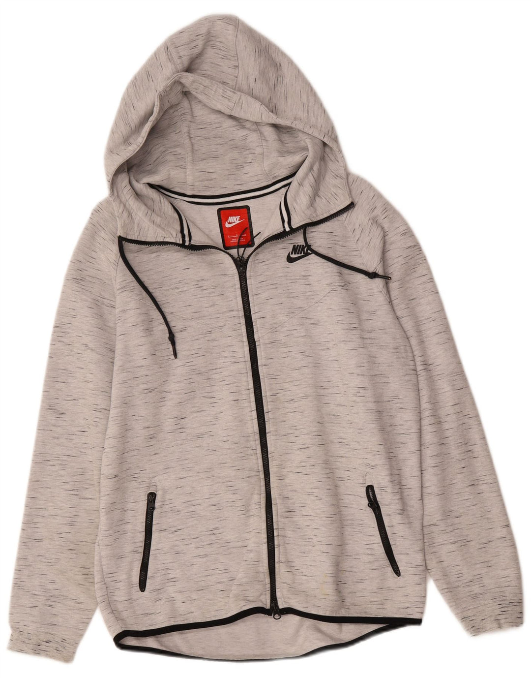 Nike - Sudadera con capucha y cremallera para hombre, talla grande, algodón moteado gris
