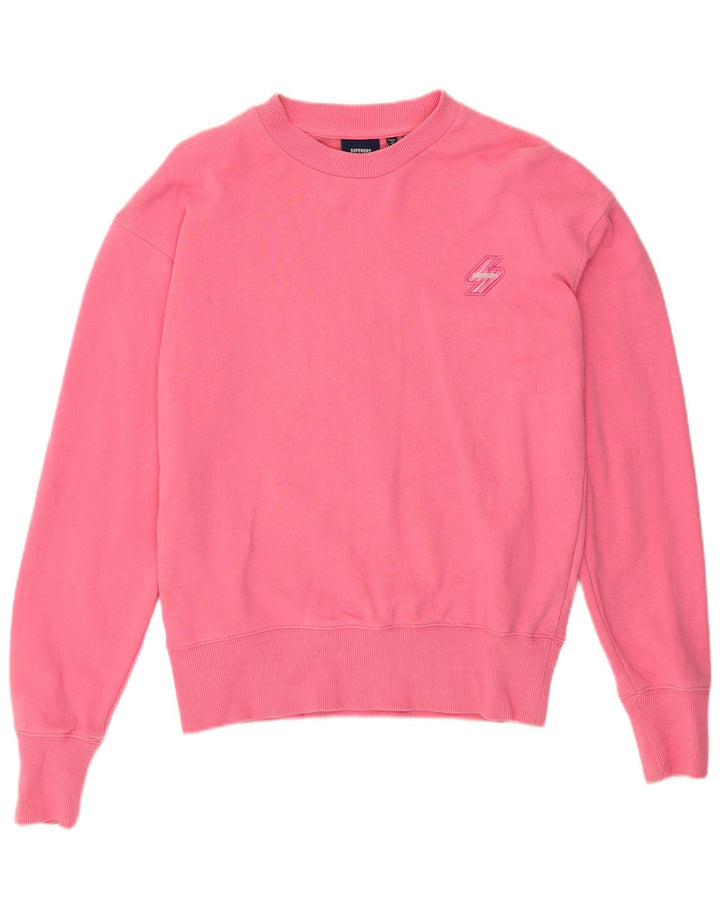 Superdry Sudadera extragrande para mujer, jersey, talla 8, algodón rosa pequeño