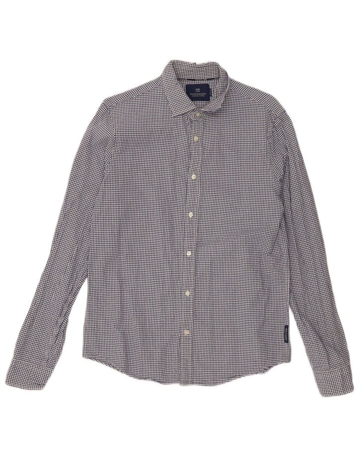 Camisa Scotch & Soda Hombre Algodón Pata De Gallo Azul Medio