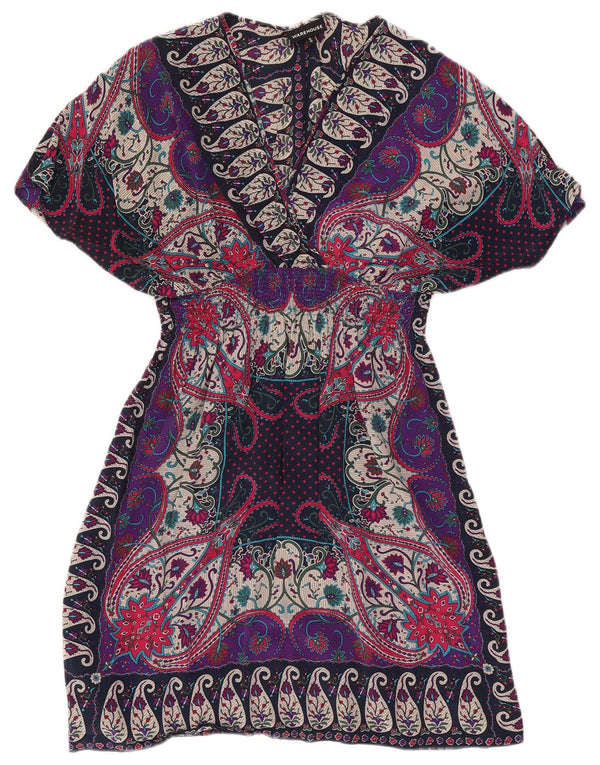 Warehouse Vestido Kaftan para Mujer UK 40 Mediano Seda Paisley Multicolor