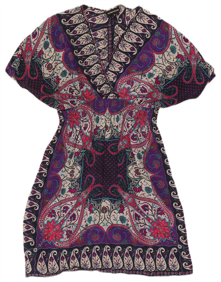Warehouse Vestido Kaftan para Mujer UK 40 Mediano Seda Paisley Multicolor