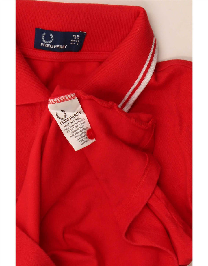 Fred Perry Polo para Mujer UK 10 Small Rojo Algodón