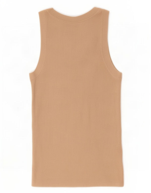 Zara Mujer Chaleco Top UK 8 Small Viscosa Beige
