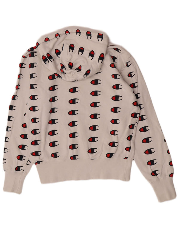 Champion Mujer Graphic Relaxed Fit Sudadera con capucha Jumper UK 10 Small White Sports