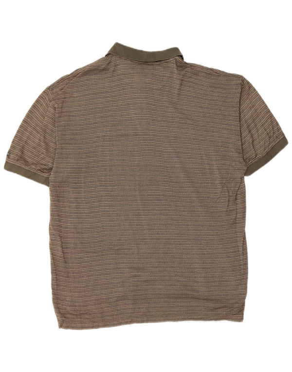 IZOD Polo para hombre de algodón a rayas caqui medio